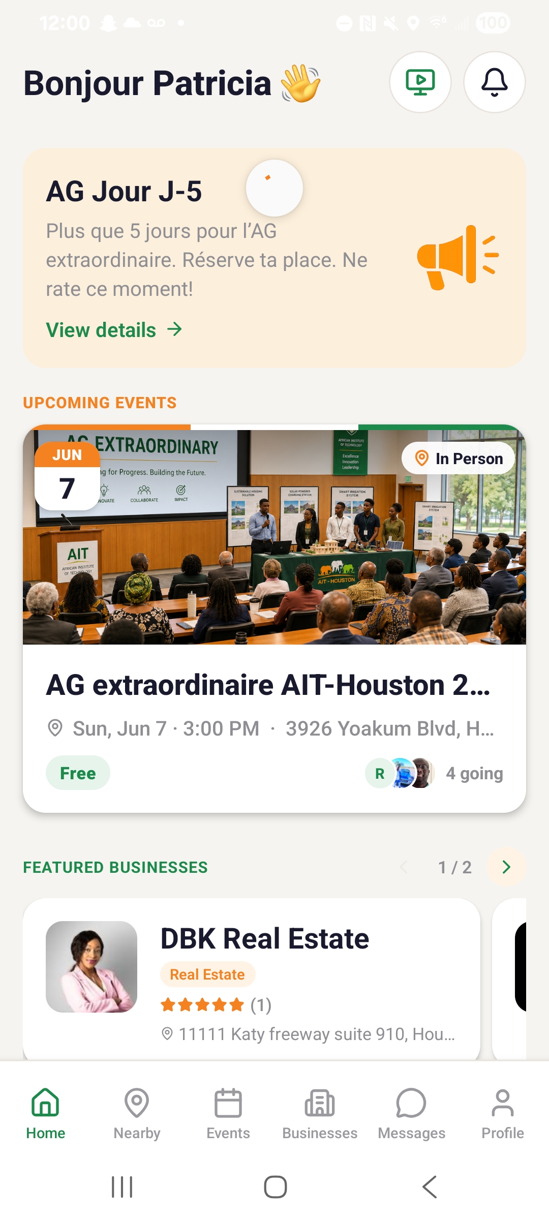 AIT-Houston mobile app home screen